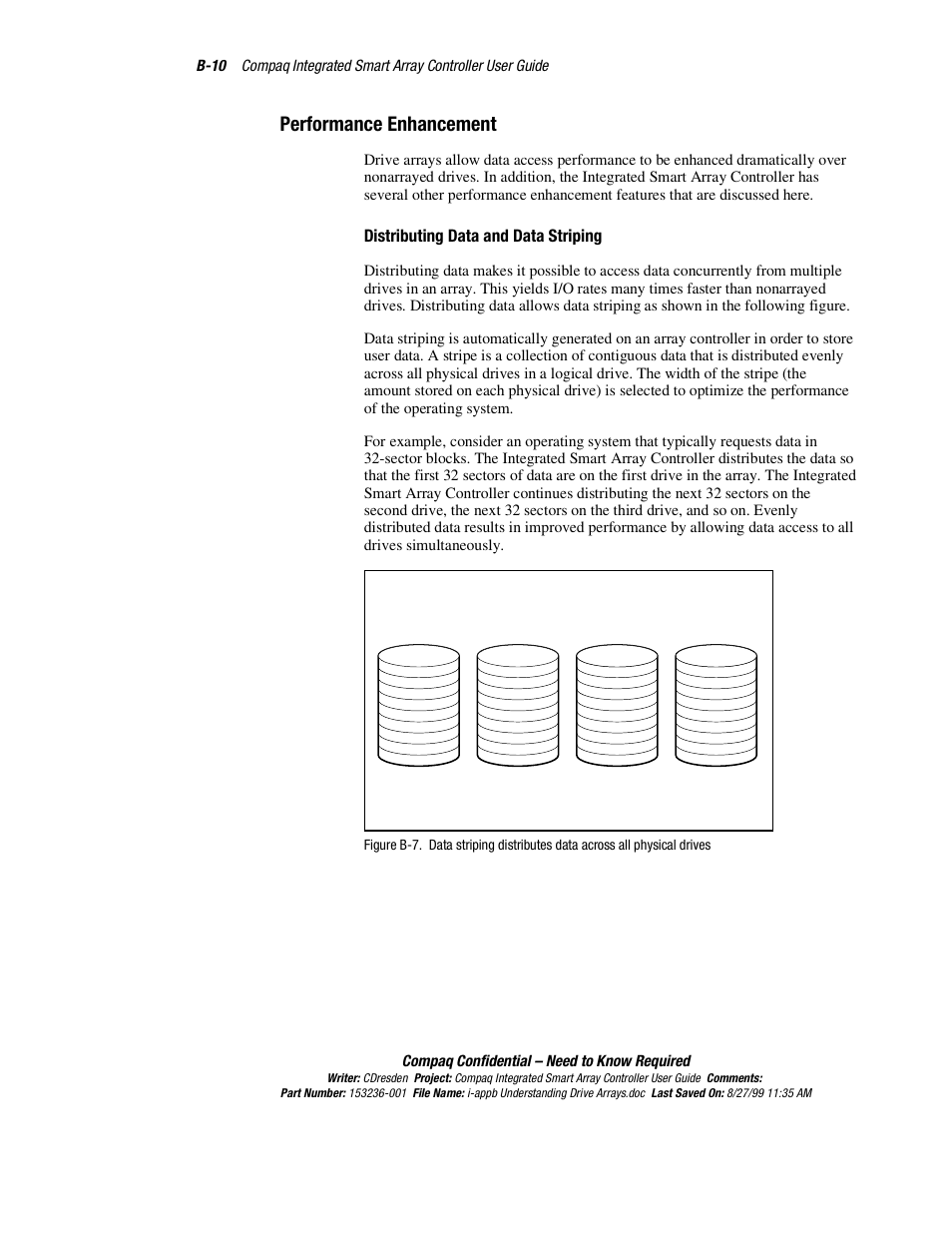 Performance enhancement, Distributing data and data striping | HP Compaq Integrated Smart Array Controller User Manual | Page 116 / 147