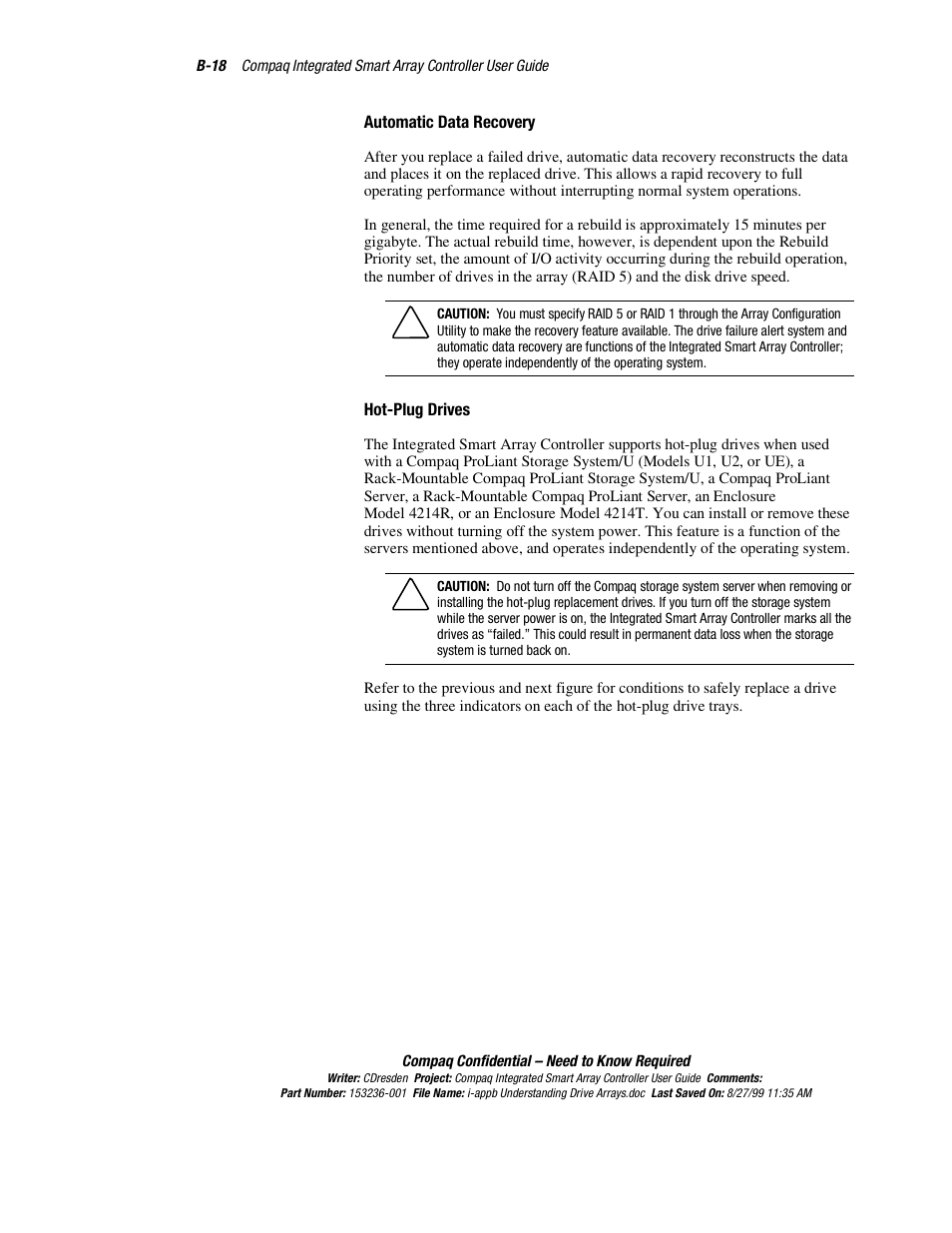 HP Compaq Integrated Smart Array Controller User Manual | Page 124 / 147