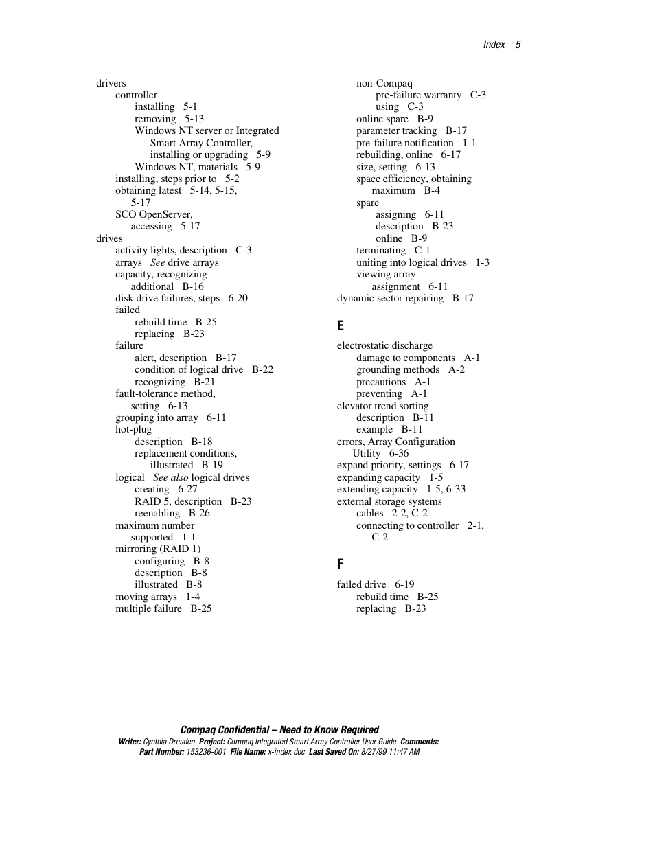 HP Compaq Integrated Smart Array Controller User Manual | Page 141 / 147