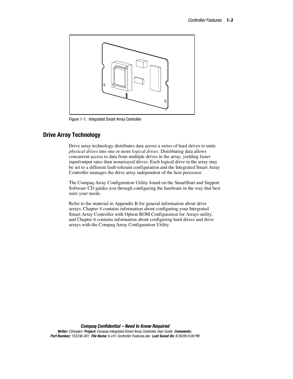 Drive array technology, Drive array technology -3 | HP Compaq Integrated Smart Array Controller User Manual | Page 17 / 147