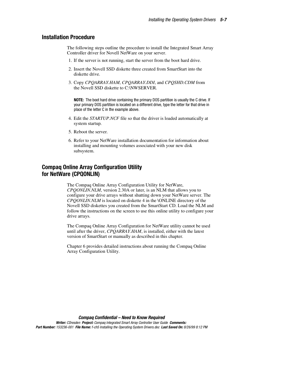 Installation procedure | HP Compaq Integrated Smart Array Controller User Manual | Page 47 / 147