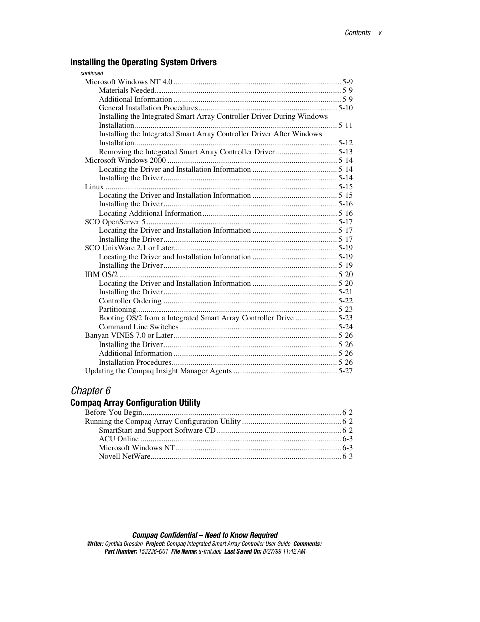 Chapter 6 | HP Compaq Integrated Smart Array Controller User Manual | Page 5 / 147