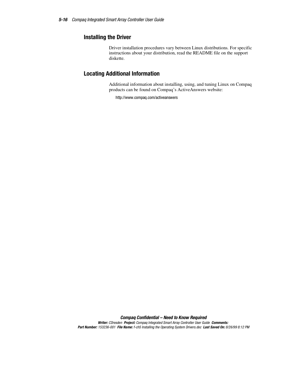 Installing the driver, Locating additional information | HP Compaq Integrated Smart Array Controller User Manual | Page 56 / 147