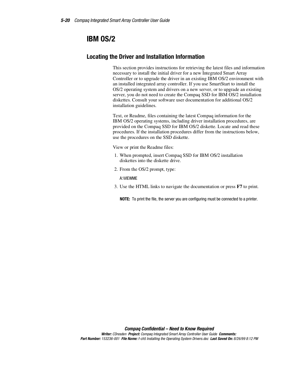 Ibm os/2, Locating the driver and installation information, Ibm os/2 -20 | HP Compaq Integrated Smart Array Controller User Manual | Page 60 / 147