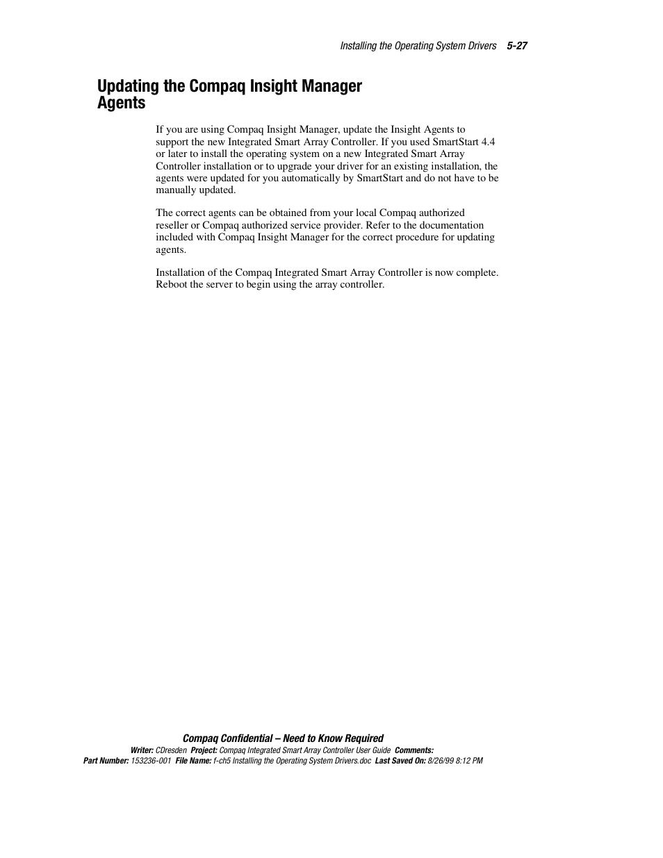 Updating the compaq insight manager agents, Updating the compaq insight manager agents -27 | HP Compaq Integrated Smart Array Controller User Manual | Page 67 / 147