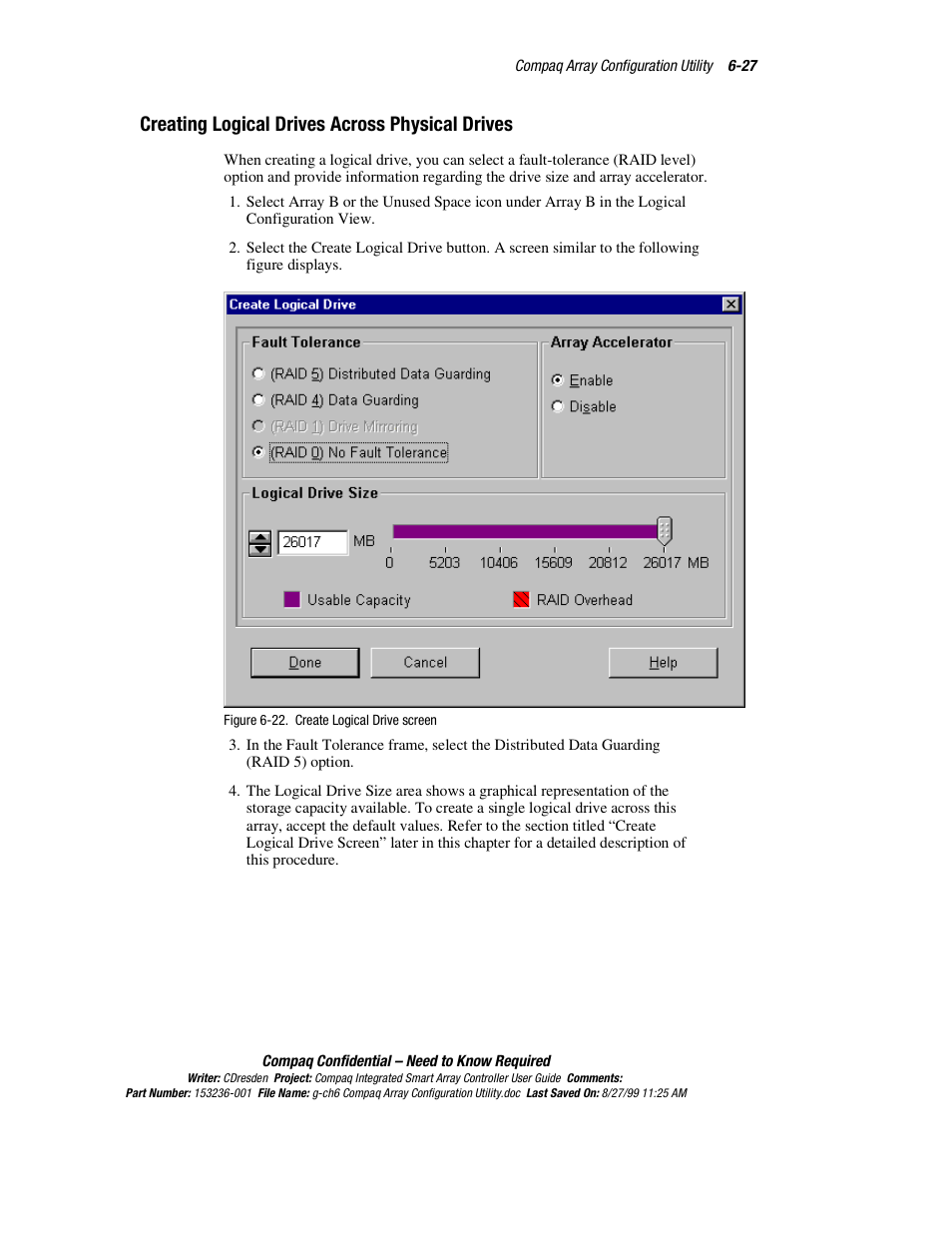 Creating logical drives across physical drives, Creating logical drives across physical drives -27 | HP Compaq Integrated Smart Array Controller User Manual | Page 95 / 147