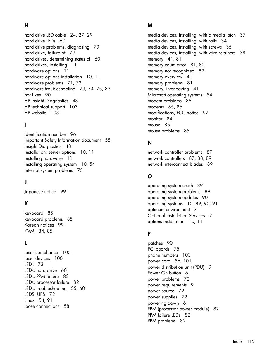 HP ProLiant ML110 G2 Server User Manual | Page 115 / 116