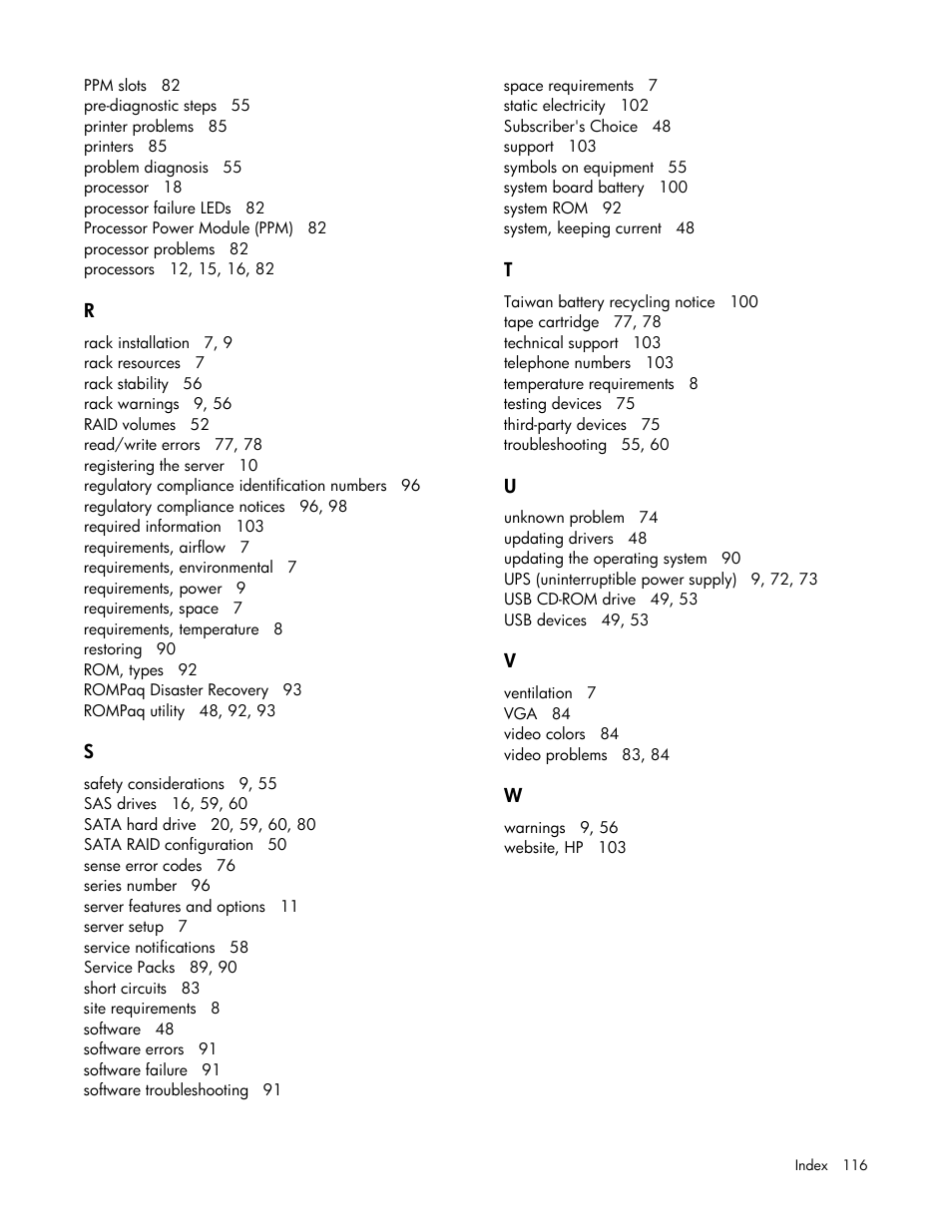 HP ProLiant ML110 G2 Server User Manual | Page 116 / 116