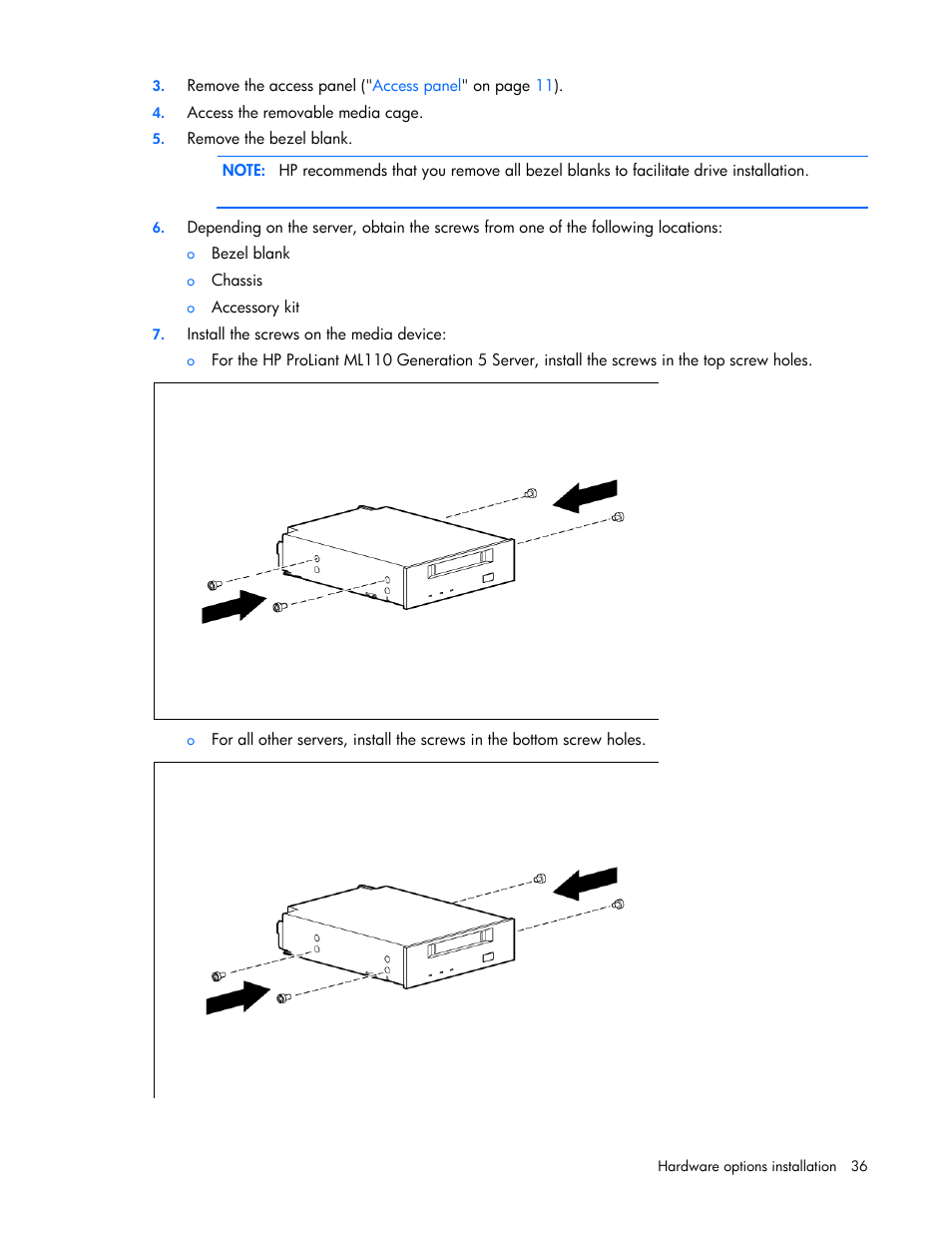 HP ProLiant ML110 G2 Server User Manual | Page 36 / 116