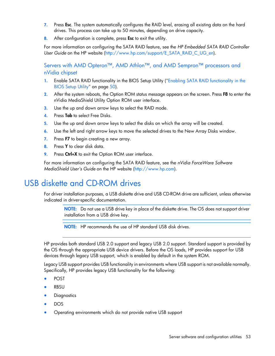 Usb diskette and cd-rom drives | HP ProLiant ML110 G2 Server User Manual | Page 53 / 116