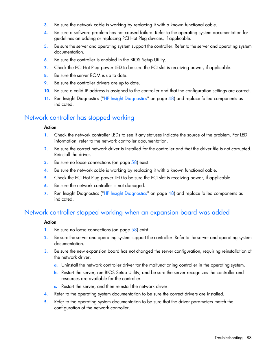 Network controller has stopped working | HP ProLiant ML110 G2 Server User Manual | Page 88 / 116