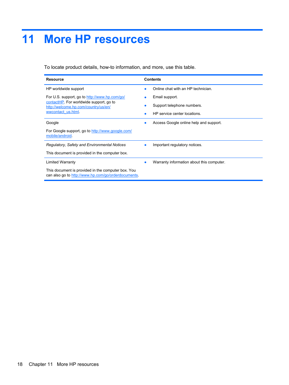 More hp resources, 11 more hp resources | HP SlateBook 10-h010nr x2 PC User Manual | Page 22 / 22