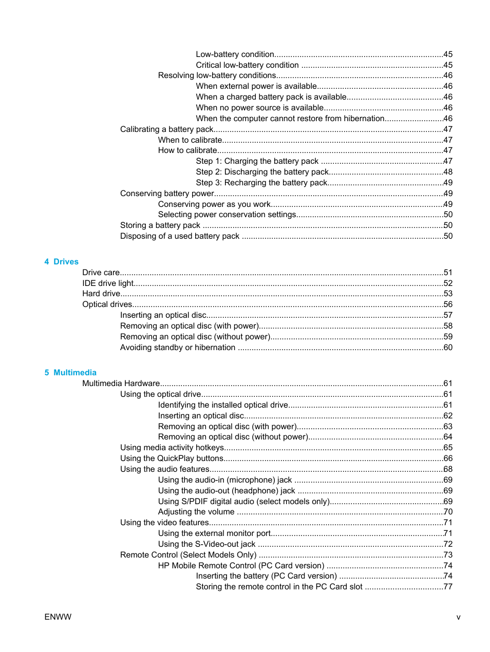 HP Pavilion dv5127eu Notebook PC User Manual | Page 5 / 192