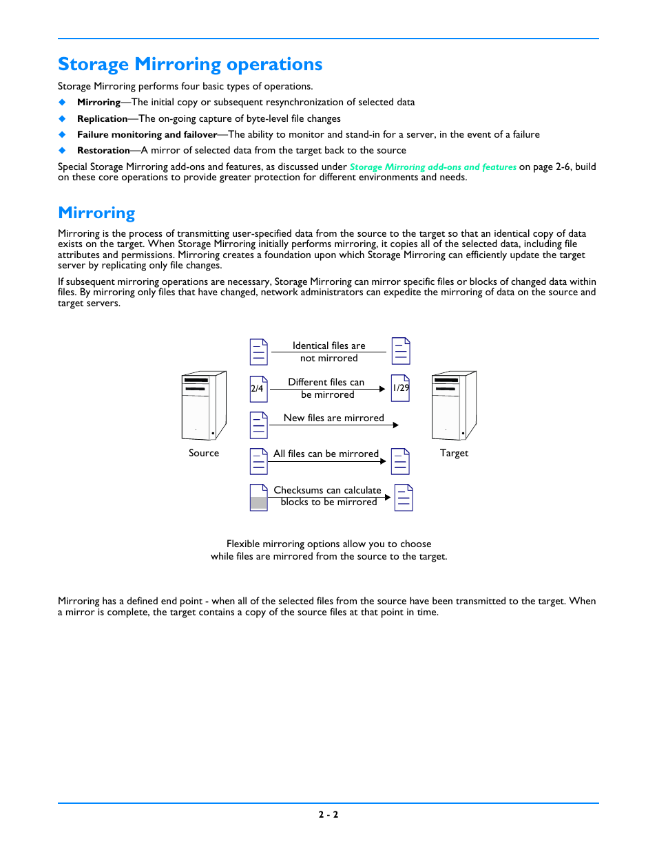 Storage mirroring operations, Mirroring, Sample configurations -9 | HP Storage Mirroring V5 Software User Manual | Page 10 / 212