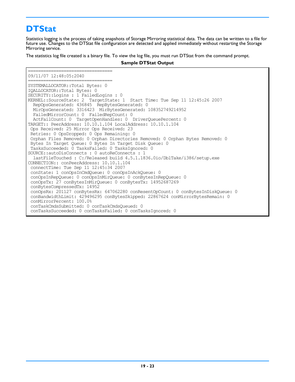 Dtstat, Windows event viewer -9 | HP Storage Mirroring V5 Software User Manual | Page 169 / 212