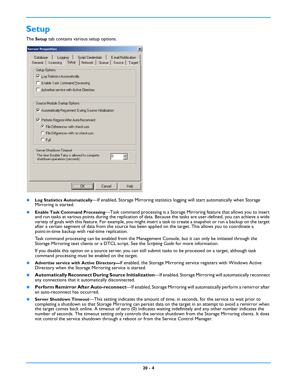 Setup, Setup -4 | HP Storage Mirroring V5 Software User Manual | Page 186 / 212