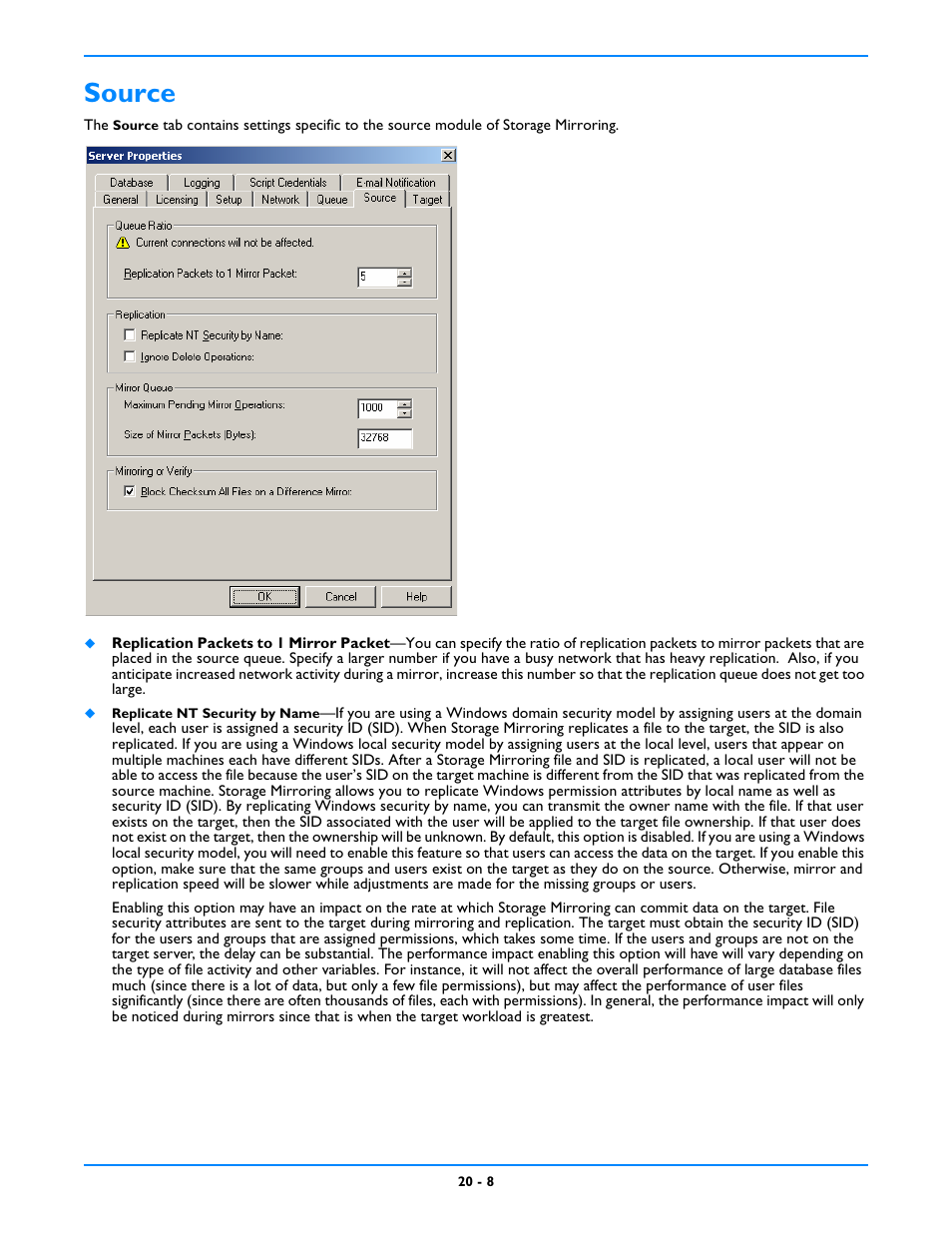 Source, Source -8 | HP Storage Mirroring V5 Software User Manual | Page 190 / 212