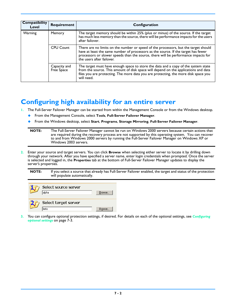 Configuring high availability for an entire server | HP Storage Mirroring V5 Software User Manual | Page 56 / 212