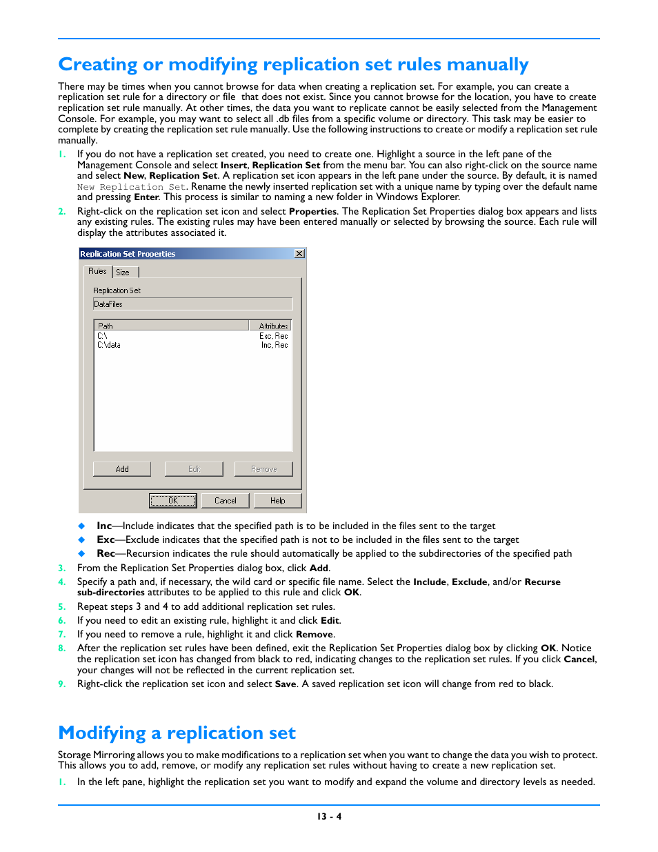 Modifying a replication set, Modifying a replication set -4 | HP Storage Mirroring V5 Software User Manual | Page 87 / 212