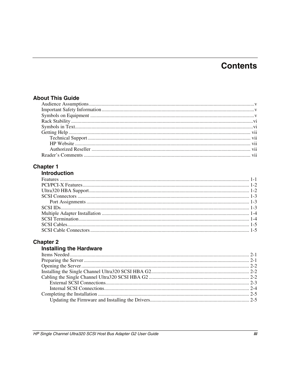 HP Single Channel Ultra320 SCSI G2 Host Bus Adapter User Manual | Page 3 / 29