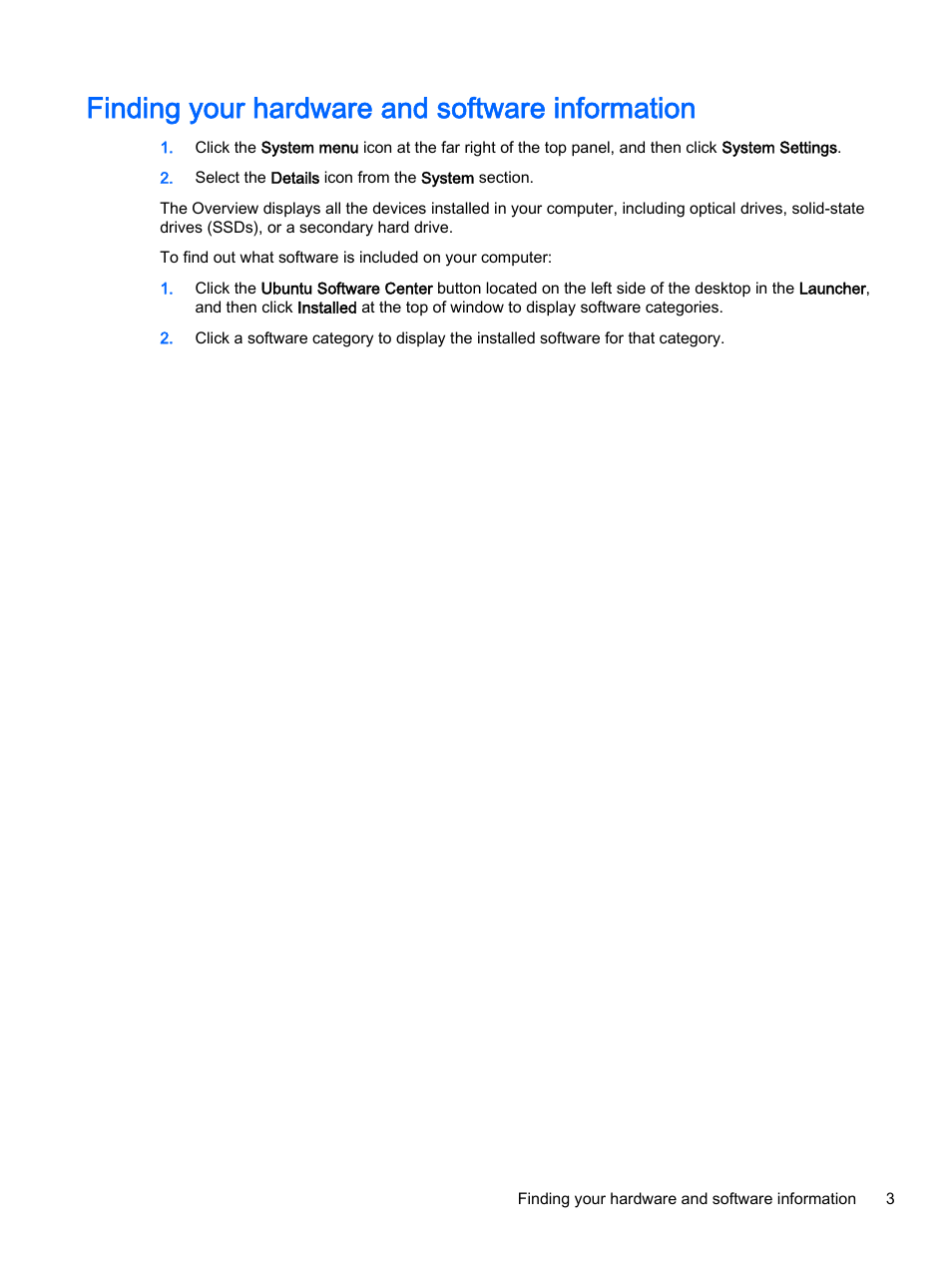 Finding your hardware and software information, Finding your hardware and | HP 15-d099nr TouchSmart Notebook PC User Manual | Page 11 / 59