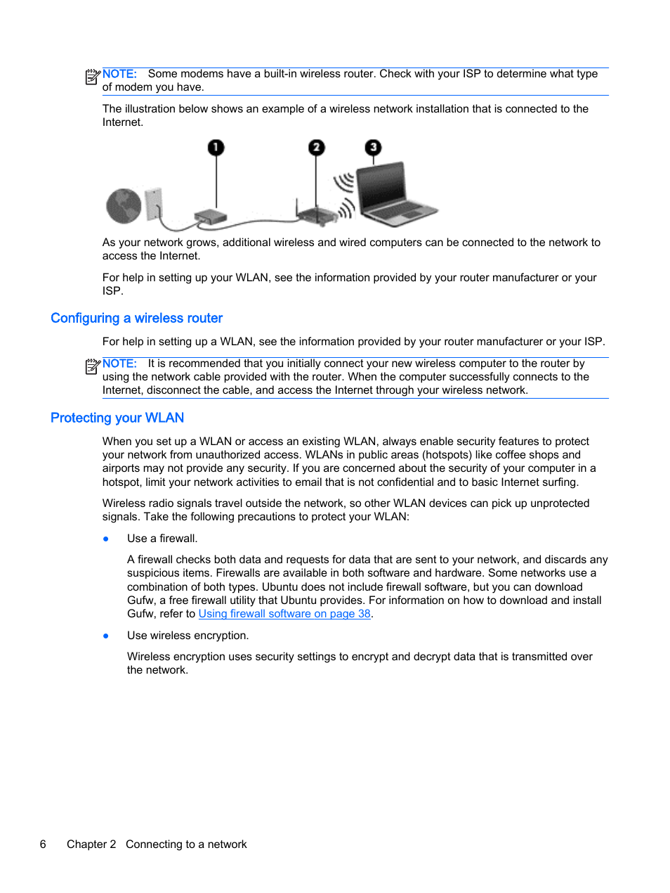 Configuring a wireless router, Protecting your wlan, Configuring a wireless router protecting your wlan | HP 15-d099nr TouchSmart Notebook PC User Manual | Page 14 / 59