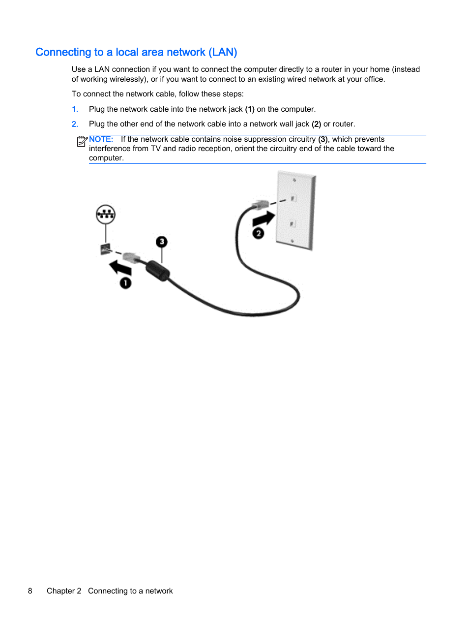 Connecting to a local area network (lan) | HP 15-d099nr TouchSmart Notebook PC User Manual | Page 16 / 59
