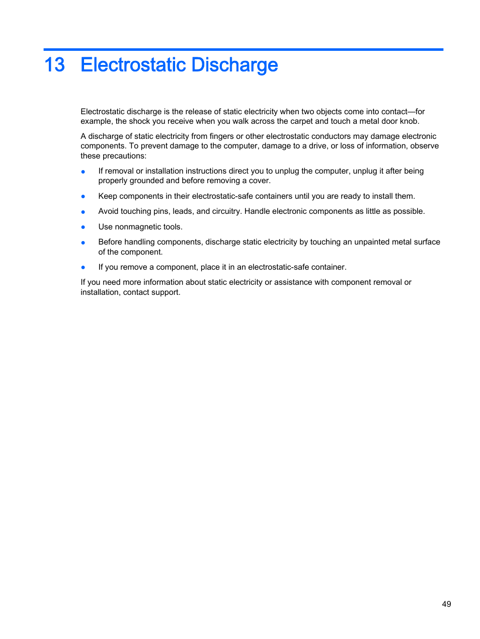 Electrostatic discharge, 13 electrostatic discharge | HP 15-d099nr TouchSmart Notebook PC User Manual | Page 57 / 59