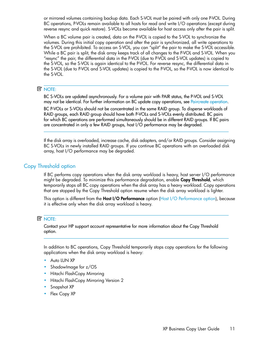 Copy threshold option | HP XP Business Copy Software User Manual | Page 11 / 98