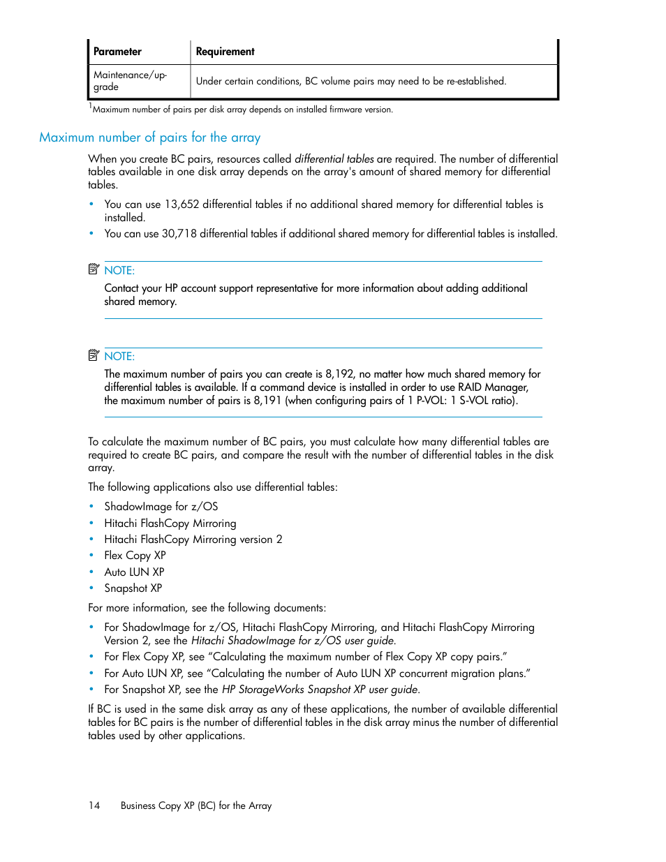 Maximum number of pairs for the array | HP XP Business Copy Software User Manual | Page 14 / 98