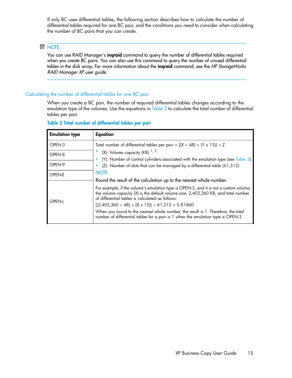 Total number of differential tables per pair | HP XP Business Copy Software User Manual | Page 15 / 98