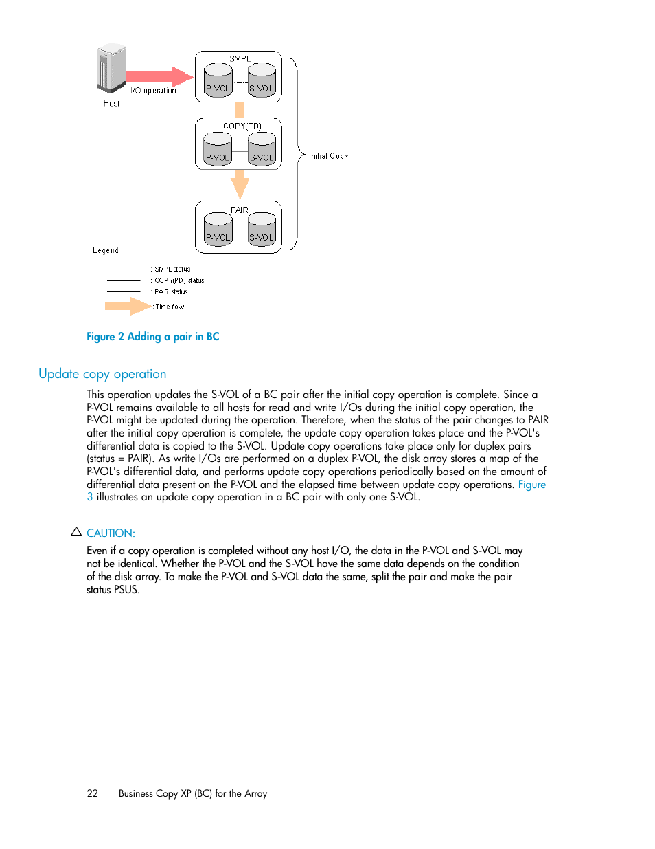 Update copy operation, Adding a pair in bc, Figure 2 | HP XP Business Copy Software User Manual | Page 22 / 98