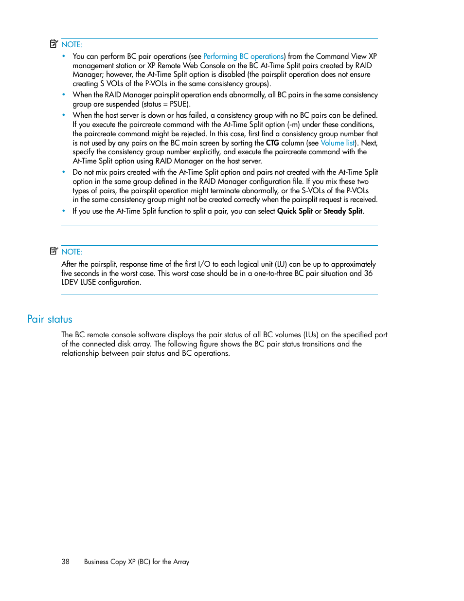 Pair status | HP XP Business Copy Software User Manual | Page 38 / 98