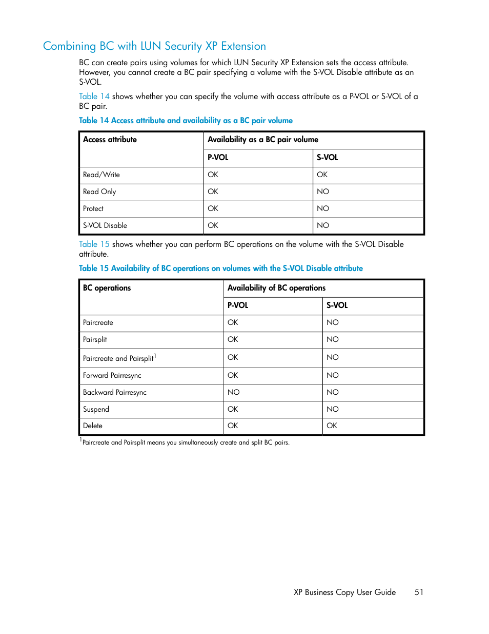 Combining bc with lun security xp extension | HP XP Business Copy Software User Manual | Page 51 / 98