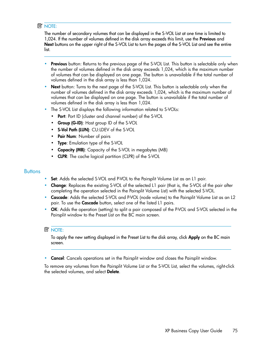 Buttons | HP XP Business Copy Software User Manual | Page 75 / 98