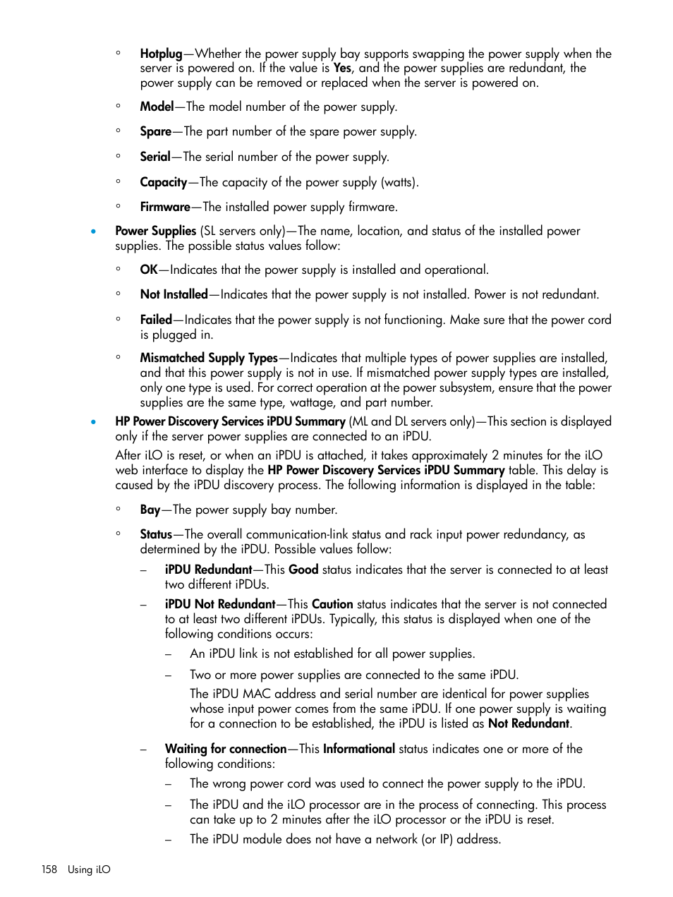 HP Integrated Lights-Out 4 User Manual | Page 158 / 356