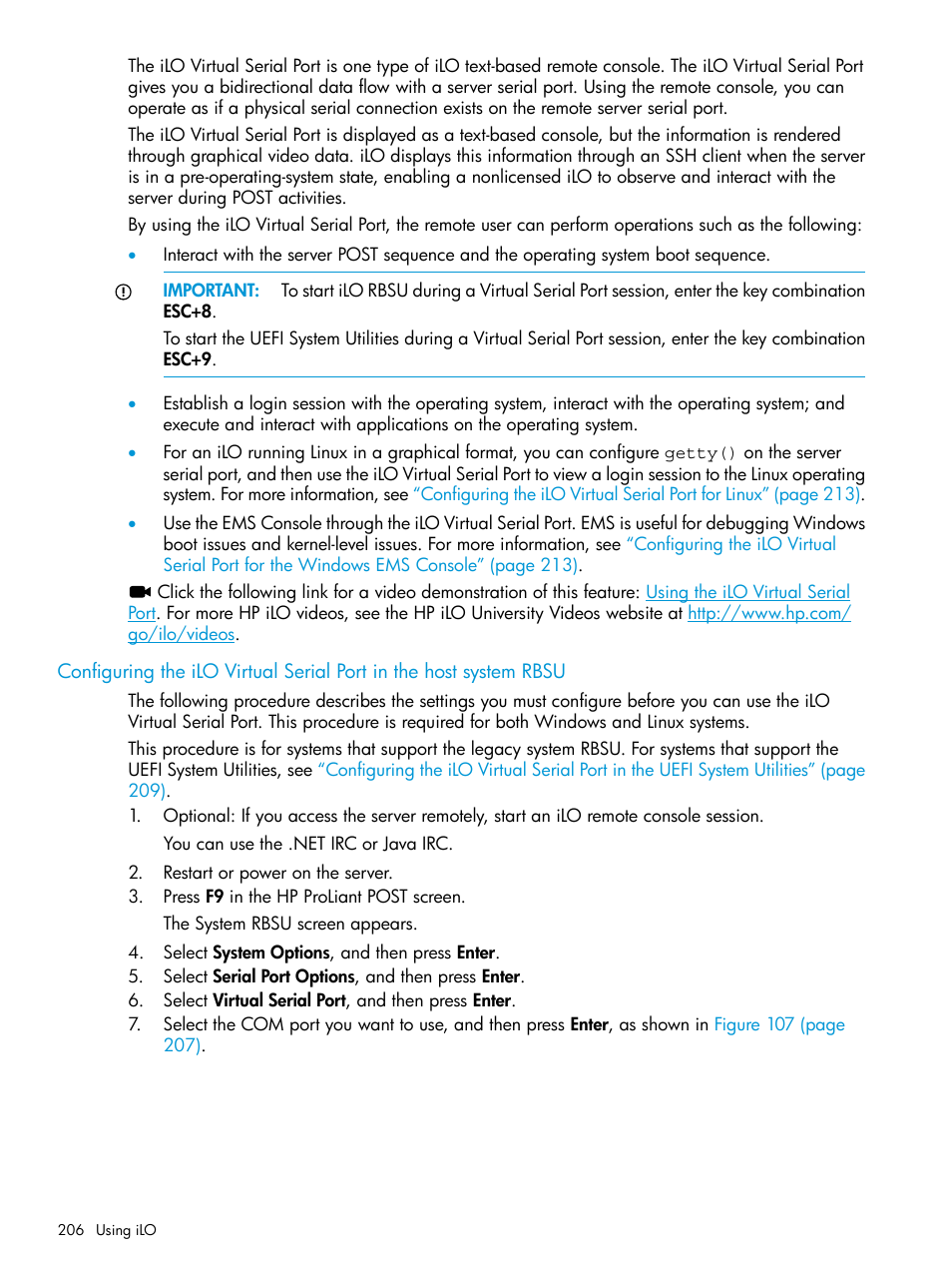 HP Integrated Lights-Out 4 User Manual | Page 206 / 356