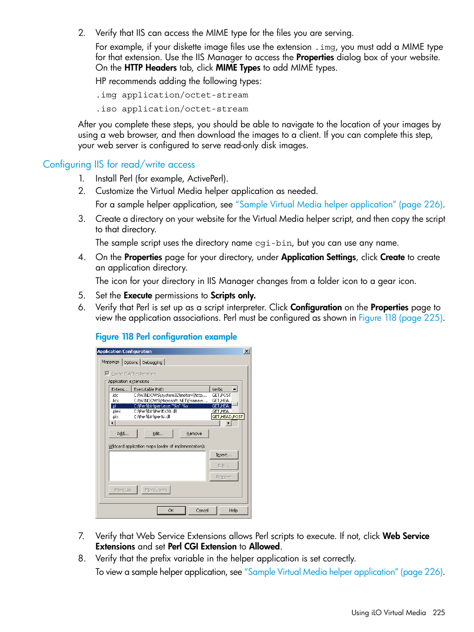 Configuring iis for read/write access | HP Integrated Lights-Out 4 User Manual | Page 225 / 356