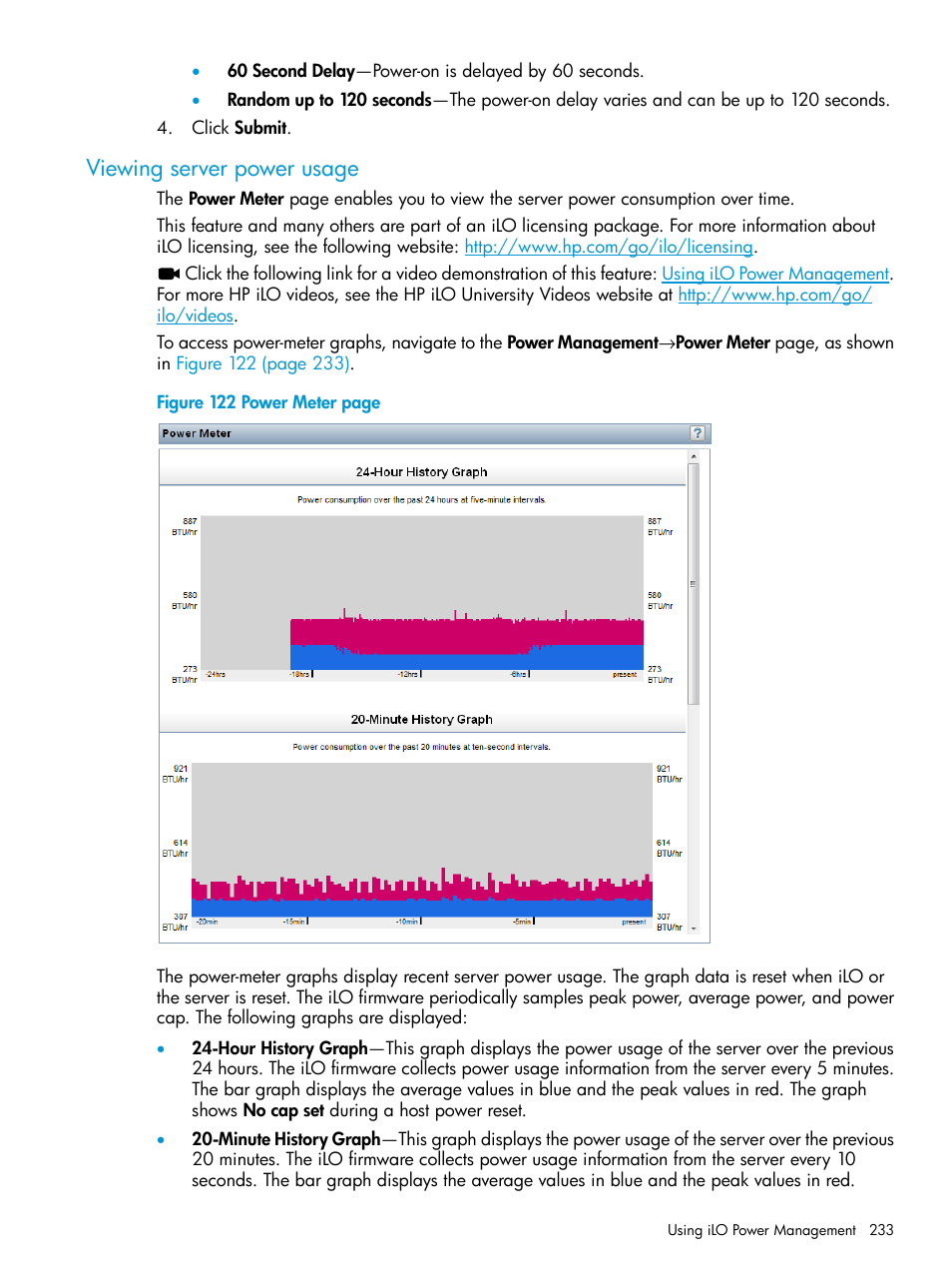 Viewing server power usage | HP Integrated Lights-Out 4 User Manual | Page 233 / 356