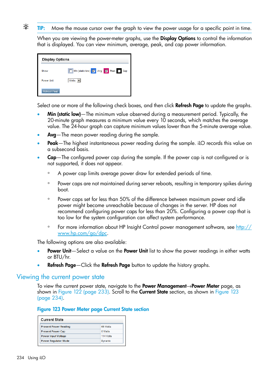 Viewing the current power state | HP Integrated Lights-Out 4 User Manual | Page 234 / 356