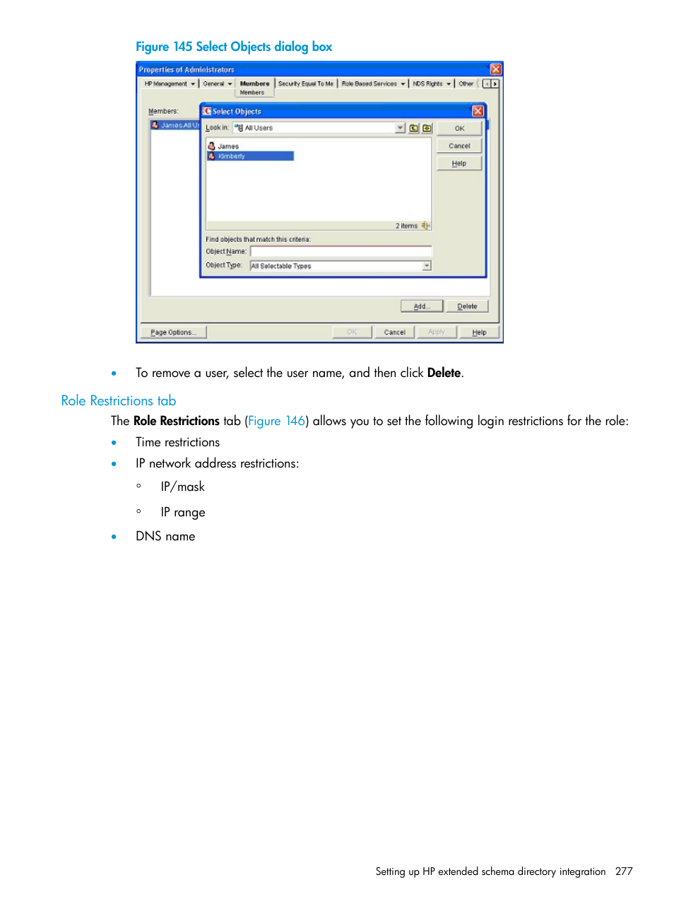Role restrictions tab, Figure 145 | HP Integrated Lights-Out 4 User Manual | Page 277 / 356