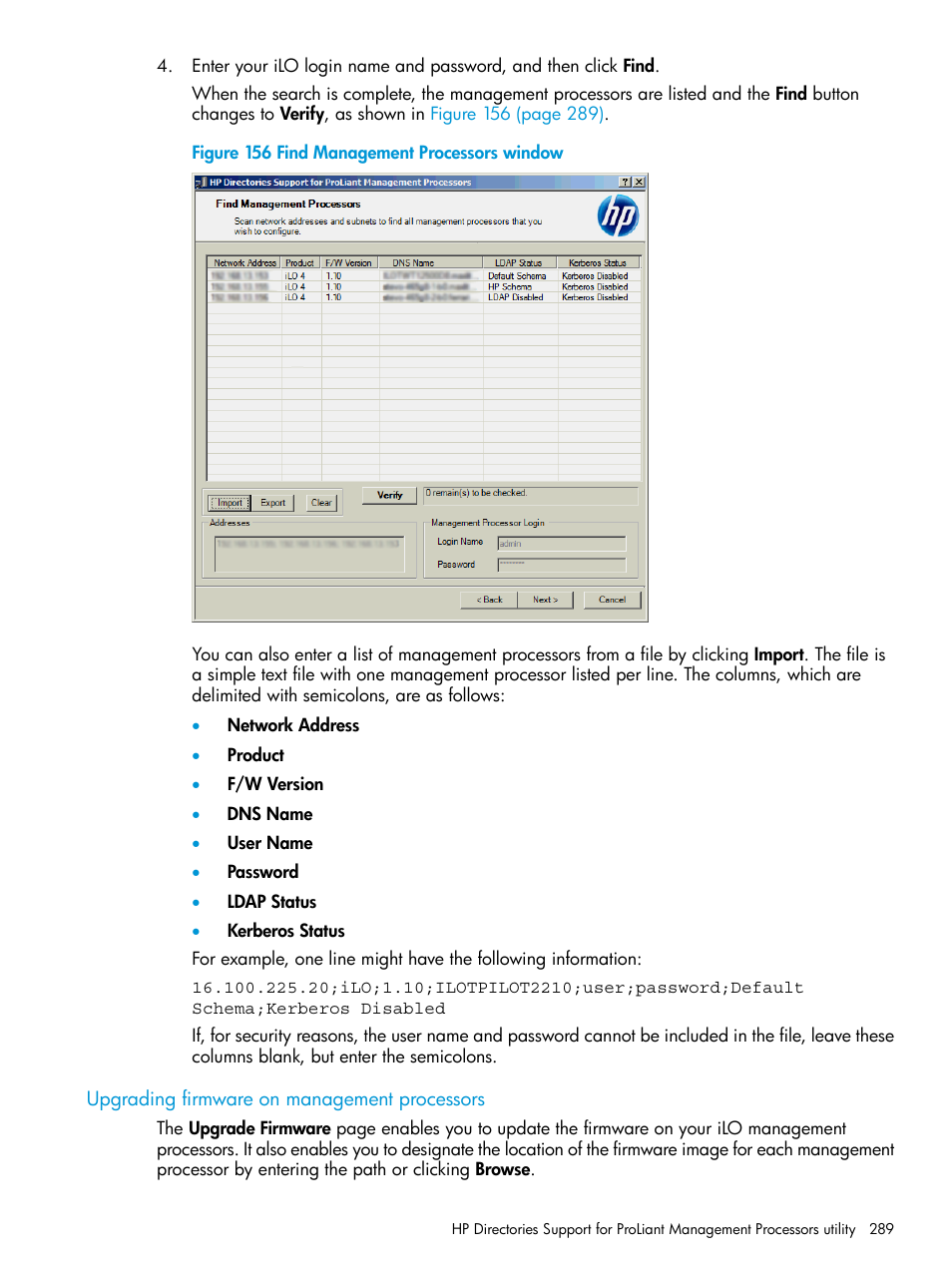 Upgrading firmware on management processors, Upgrading firmware | HP Integrated Lights-Out 4 User Manual | Page 289 / 356