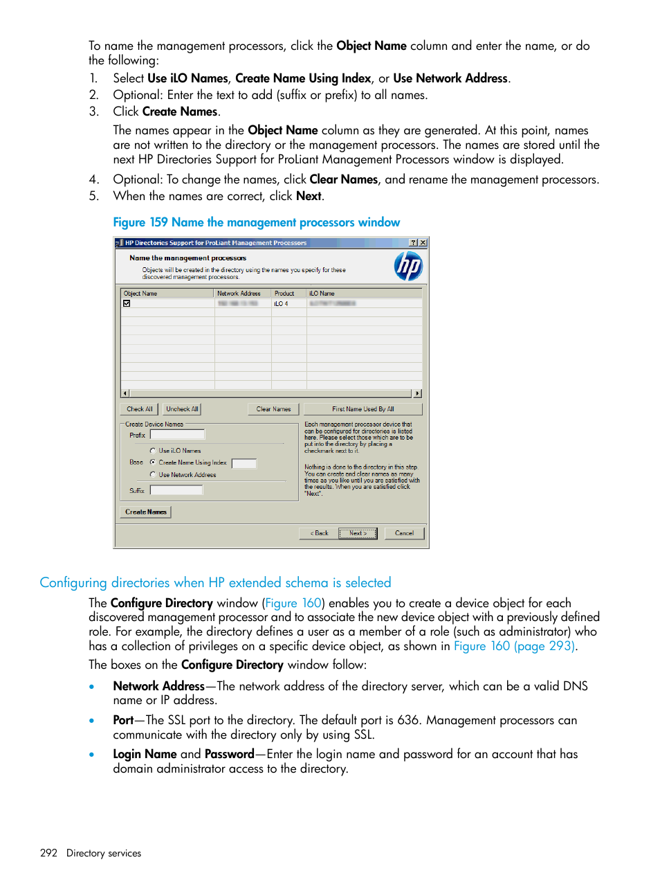 Configuring directories when, Figure 159 | HP Integrated Lights-Out 4 User Manual | Page 292 / 356