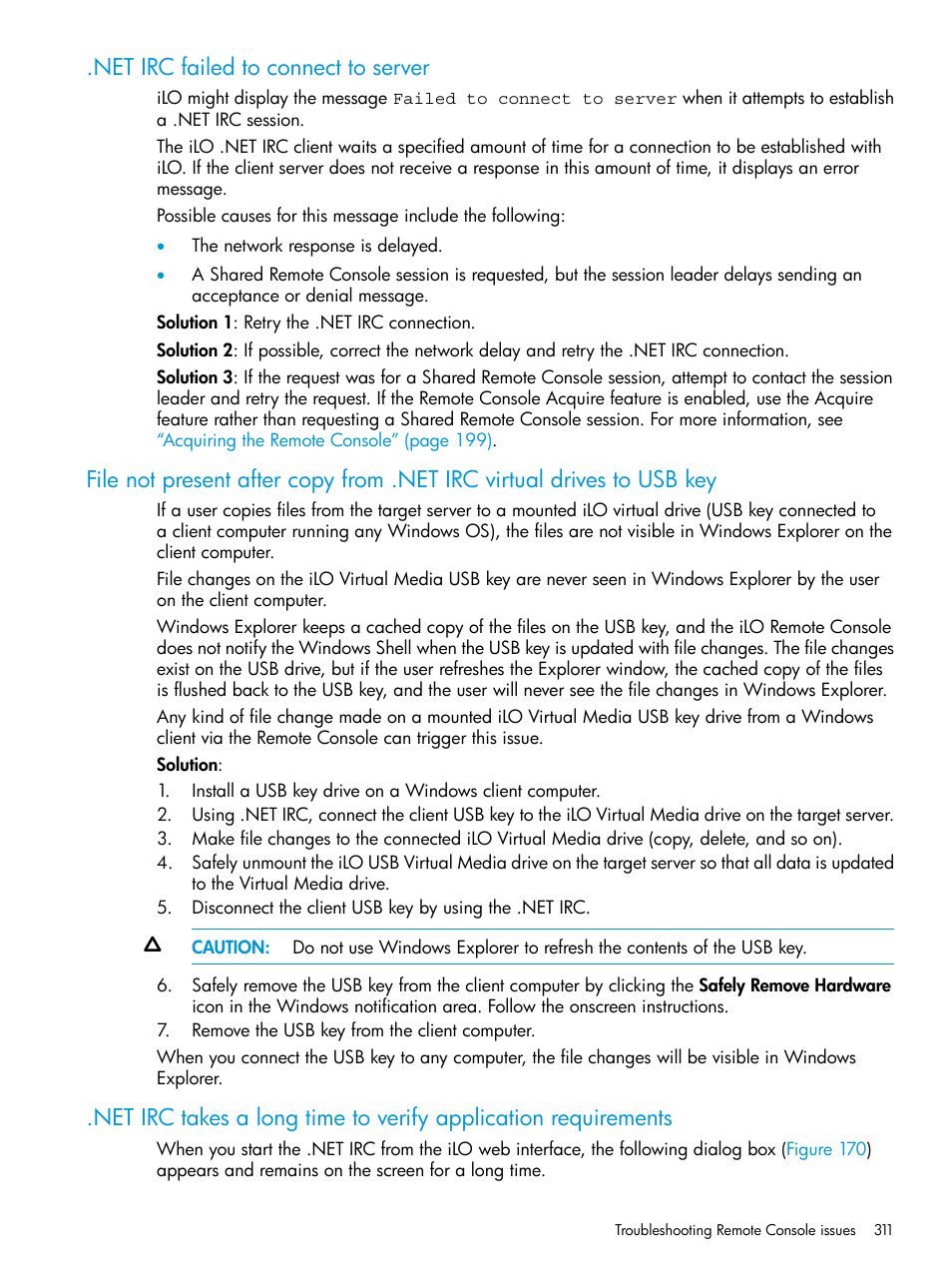 Net irc failed to connect to server | HP Integrated Lights-Out 4 User Manual | Page 311 / 356