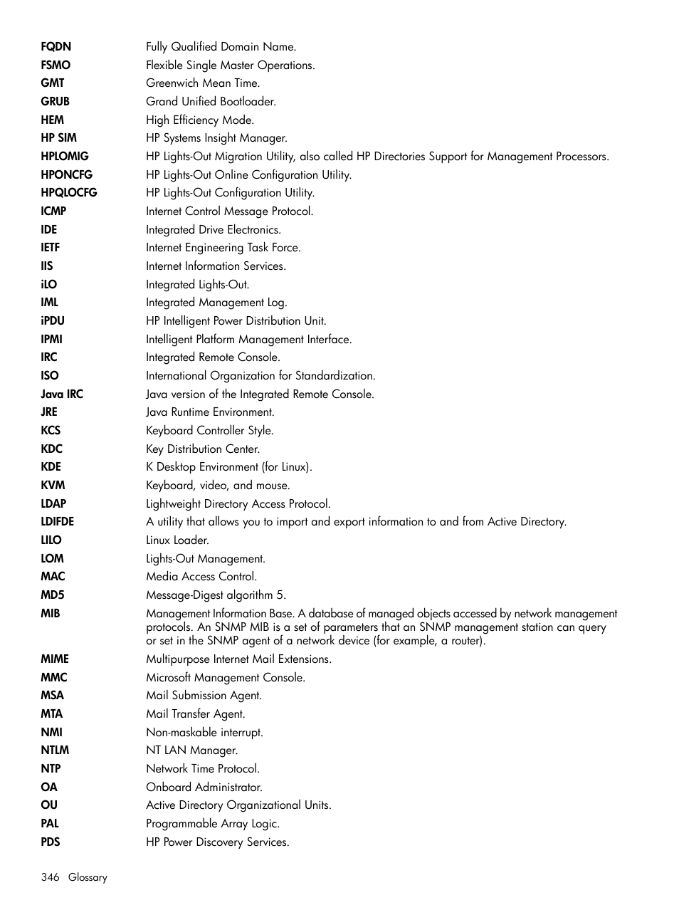 HP Integrated Lights-Out 4 User Manual | Page 346 / 356