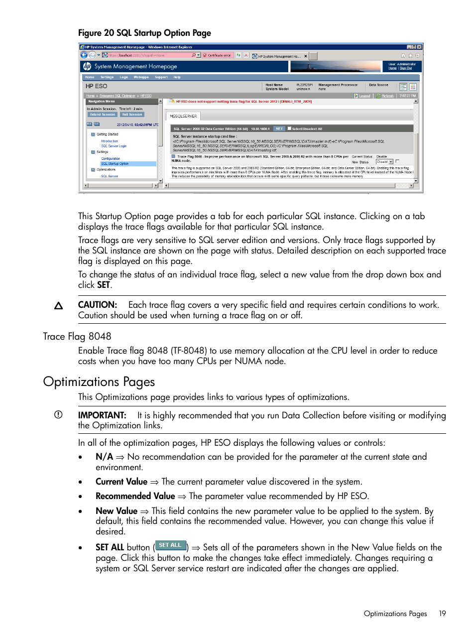 Trace flag 8048, Optimizations pages | HP ProLiant DL980 G7 Server User Manual | Page 19 / 35