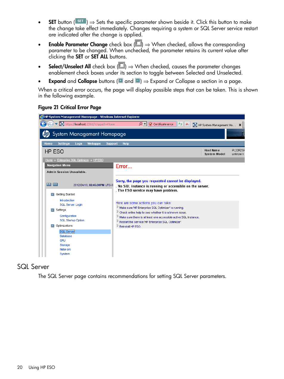 Sql server | HP ProLiant DL980 G7 Server User Manual | Page 20 / 35