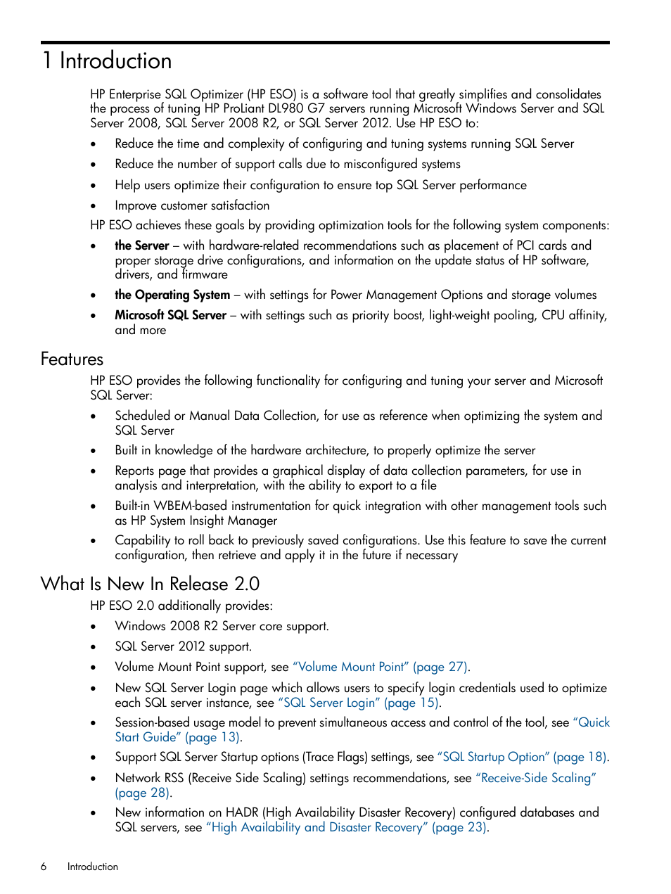 1 introduction, Features, What is new in release 2.0 | Features what is new in release 2.0 | HP ProLiant DL980 G7 Server User Manual | Page 6 / 35