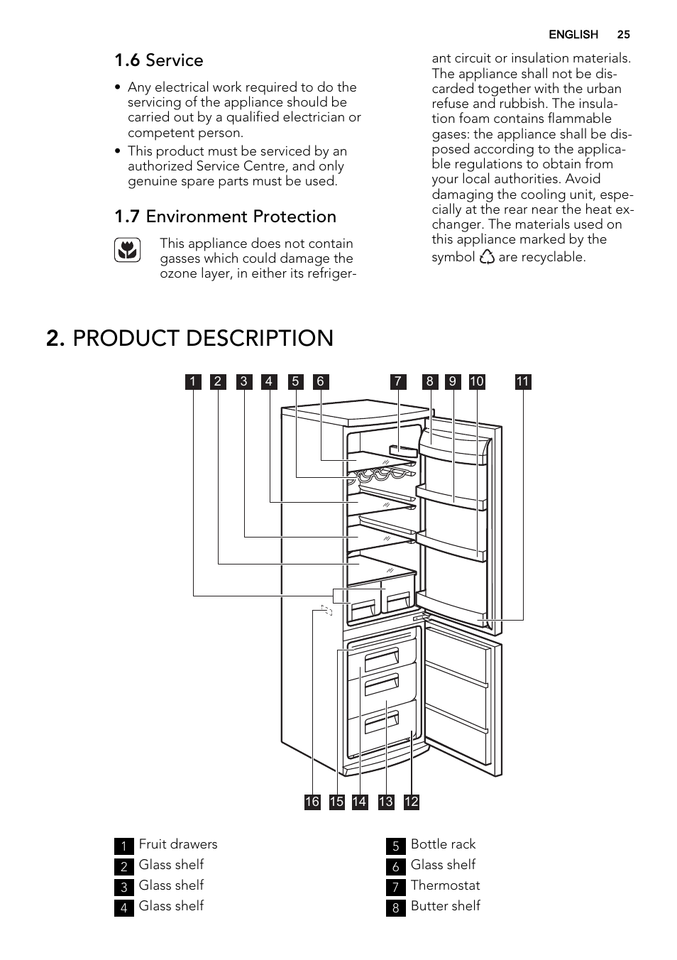 Product description, 6 service, 7 environment protection | AEG S53400CSS0 User Manual | Page 25 / 84