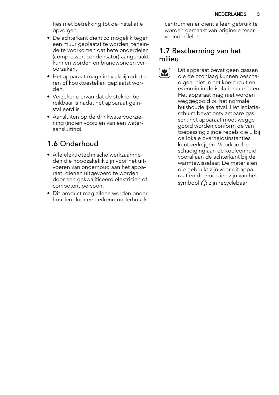 6 onderhoud, 7 bescherming van het milieu | AEG S53400CSS0 User Manual | Page 5 / 84